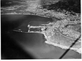 Cape Town, 1947. Aerial view of construction activity at the foreshore.