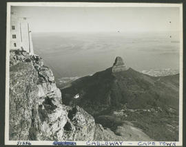 Cape Town, 1947. Table Mountain cableway and Lions Head.