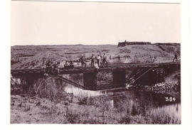 Transvaal, circa 1900. Temporary bridge over Wilge River.