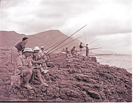 "Hermanus, 1948. Fishing from the rocks."