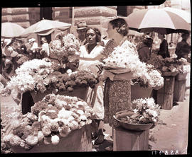 Cape Town, 1940. Flower sellers in Adderley Street.