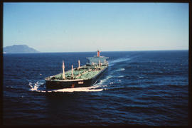 Cape Town, 1976. 'Melo' tanker approaching Table Bay Harbour.