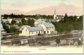 Worcester. Town view with railway tracks in the foreground. (TD Ravenscroft, Rondebosch)