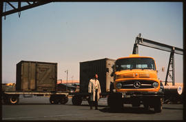 Johannesburg, 1978. SAR Mercedes Benz truck No B17389 with container at Kaserne container depot.