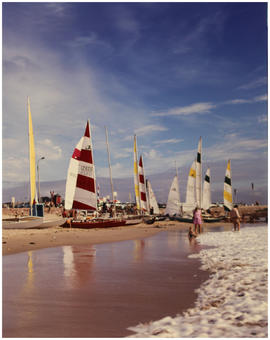 Port Elizabeth, April 1975. Yachts at Hobie beach. [S Mathyssen]