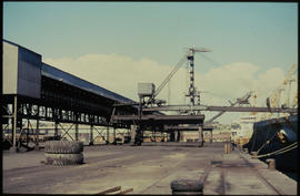 Port Elizabeth, September 1984. Manganese loading facilities at Port Elizabeth harbour. [Z Crafford]