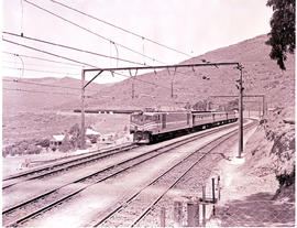 De Doorns district, 1964. SAR Class 4E with passenger train near Osplaas.