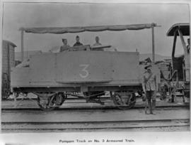 Circa 1901. Pompom truck No 3 armoured train. (Publication on armoured trains in the Anglo Boer War)