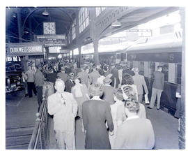 Johannesburg, 1946. Train at station plarform.