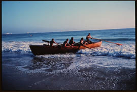 Port Elizabeth, December 1968. Lifesavers entering water. [S Mathyssen]