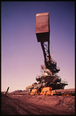 Richards Bay, 1976.  Terminal coal stacker at Richards Bay harbour. [Jan Hoek]