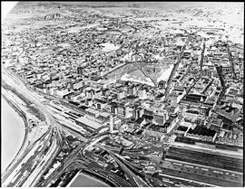 Port Elizabeth, 1957. Aerial view of city.