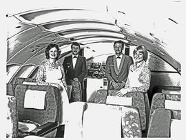 
SAA Boeing 747SP interior. Cabin service. Steward and hostess. Upper deck. Possibly part of the ...
