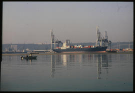 Durban, 1982. Container ship in Durban Harbour.