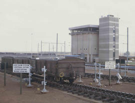 Bapsfontein district, 1983. Main tower and "hump" at the Sentrarand marshalling yard. [...
