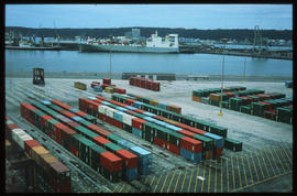 Durban, November 1979. Container terminal in Durban Harbour. [D Dannhauser]
