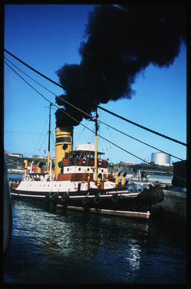 East London, 1975. SAR tug 'F Schermbrucker' in Buffalo Harbour. [EG Butcher]