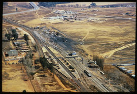 Johannesburg, July 1985. Aerial view of a railway station near Johannesburg. [T Robberts]