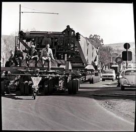 Richards Bay district, 1978. Abnormal load on SAR trailer No MT23019.