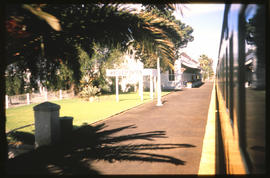 Matjiesfontein, 1983. Train at station plarform.