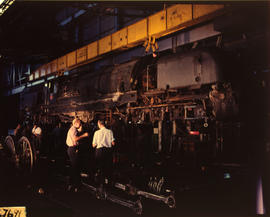 Pretoria, February 1966. Locomotive being overhauled in Koedoespoort workshops.