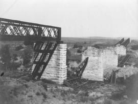 Vet River, circa 1900. Bridge damaged by dynamite. (Van Hoepen, Pretoria) (Donated by Mr GJ Krist...