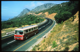 
SAR Mercedes Benz tour bus in mountain pass.
