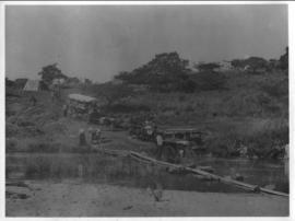 Circa 1902. Construction Durban - Mtubatuba: Engineer's wagonette crossing Amatikulu River. (Albu...