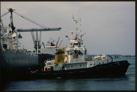 Richards Bay, July 1986. SAR tug 'Paul Sauer' in Richards Bay Harbour. [Z Crafford]