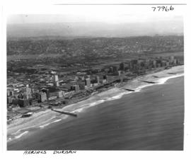 Durban, 1968. Aerial view of beach front.