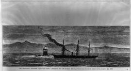 Cape Town, 21 March 1879. Sketch of the transport steam ship 'City of Paris' stranded on Roman Ro...