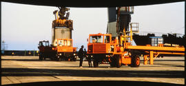 Container handling with SAR tug 'John Ross' on the right.