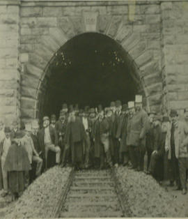 Volksrust. Dignitaries at opening of the Langs Nek tunnel.