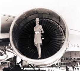 
Air hostess in Boeing 747 ZS-SAN engine.
