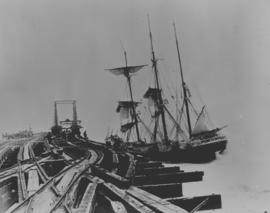 Durban. Wreck of the 'Onaway' at the Bluff in Durban Harbour.