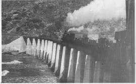Wilderness, December 1945. Train crossing Kaaimans River bridge.