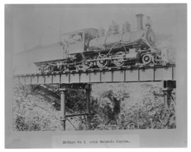 Circa 1902. Construction Durban - Mtubatuba: Baldwin locomotive on Bridge No 1. (Album on Zululan...