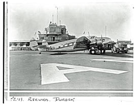 Durban, 1947. Durban airport, Stamford Hill. SAA Lockheed Lodestar ZS-ATI 'General JW Janssens'.