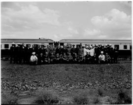 Breede River, 19 April 1947. Group photo of SAR team in front of the Pilot Train.
