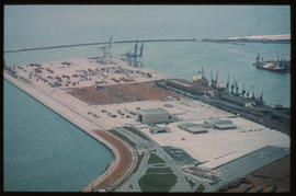 Port Elizabeth, August 1981. Aerial view of container terminal in Port Elizabeth Harbour. [Jan Hoek]
