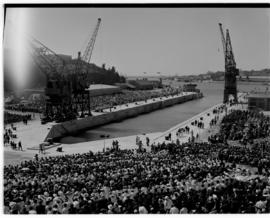 East London, 3 March 1947. Princess Elizabeth graving dock before the official naming ceremony.