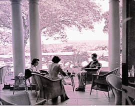 Victoria Falls, Rhodesia, 1950. Verandah of hotel.