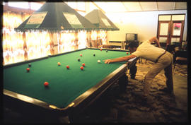 Cape Town, January 1986. Halfweg railway hostel recreation hall. [D Dannhauser]