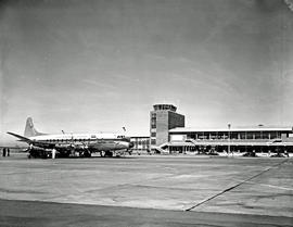 Bloemfontein, 1964. JBM Hertzog airport. Vickers Viscount ZS-CDU 'Bosbok'. (See C6040)