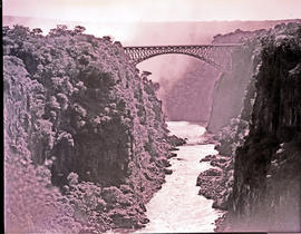 Victoria Falls, Rhodesia, 1950. Railway bridge over the Zambezi River.