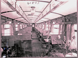 Pretoria, 1932. Interior of SAR dining car Type A-24 No 219 'Protea'.
