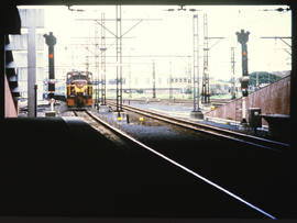 Durban, 1985. SAR Class 36-000 No 36-083 arriving at station with Drakensberg passenger train.