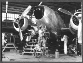 Johannesburg. Jan Smuts Airport. Apprentices working on Lockheed Ventura.