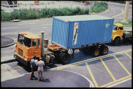 Johannesburg, 1978. SAR Mack No B17894 truck with container at Kaserne container depot.