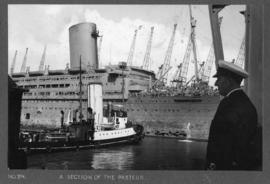 Cape Town, 1950. The "Pasteur" the first passenger-carrying ship to dock at the new for...